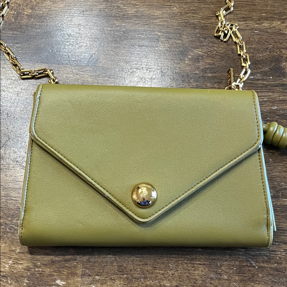 Elegant Olive Green Women's Clutch with Gold Chain
